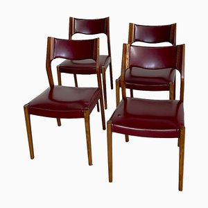 Italian Wood & Skai Dining Chairs, 1950s, Set of 4-IEW-1789300