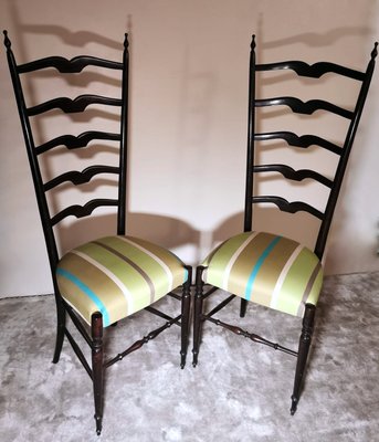 Italian Wood with High Backrest Chiavari Chairs in the Style of Paolo Buffa, Set of 2-QRS-1254441