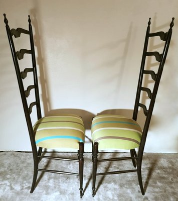 Italian Wood with High Backrest Chiavari Chairs in the Style of Paolo Buffa, Set of 2-QRS-1254441