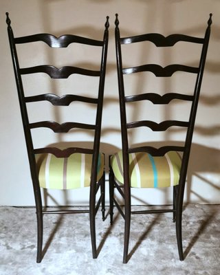 Italian Wood with High Backrest Chiavari Chairs in the Style of Paolo Buffa, Set of 2-QRS-1254441