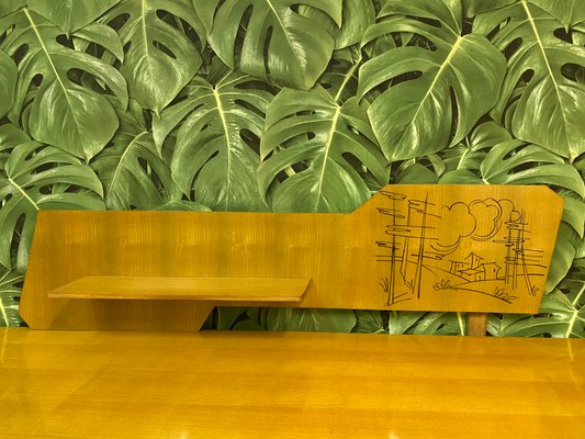 Italian Wooden Board Formica Brass Sideboard in the Style of Gio Ponti, 1950s-PYR-1107655