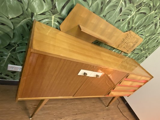 Italian Wooden Board Formica Brass Sideboard in the Style of Gio Ponti, 1950s-PYR-1107655