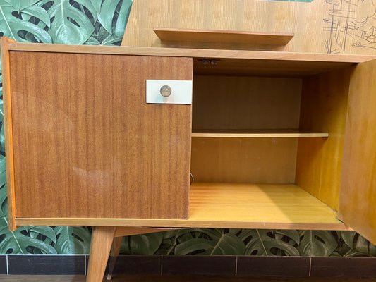 Italian Wooden Board Formica Brass Sideboard in the Style of Gio Ponti, 1950s-PYR-1107655