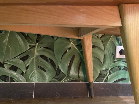 Italian Wooden Board Formica Brass Sideboard in the Style of Gio Ponti, 1950s-PYR-1107655