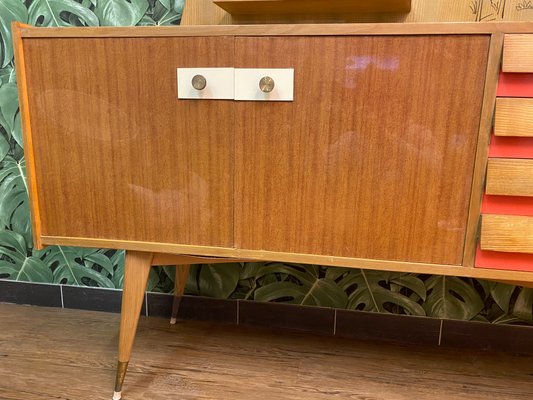 Italian Wooden Board Formica Brass Sideboard in the Style of Gio Ponti, 1950s-PYR-1107655