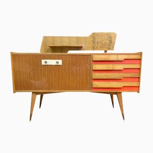 Italian Wooden Board Formica Brass Sideboard in the Style of Gio Ponti, 1950s-PYR-1107655