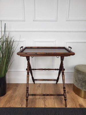 Italian Wooden Brass Folding Serving Table Butlers Tray Stand, 1970s-EUP-2023172