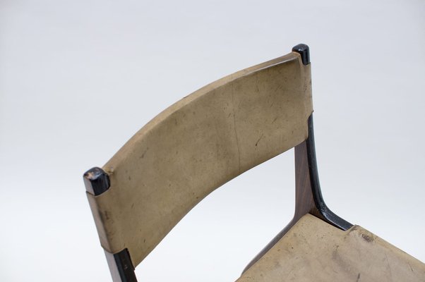 Italian Wooden Chair with Leather Cover, 1960s-KQB-986311