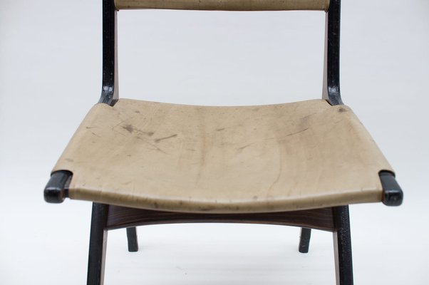 Italian Wooden Chair with Leather Cover, 1960s-KQB-986311