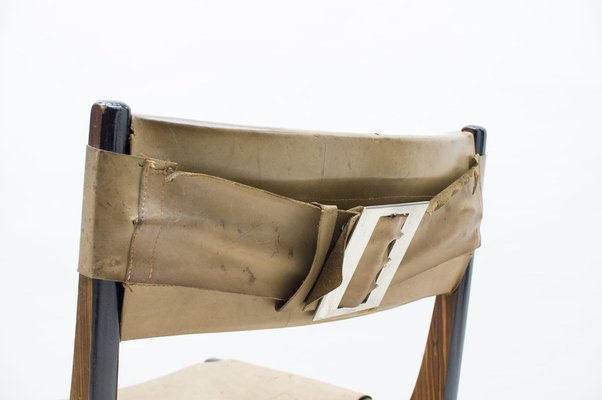 Italian Wooden Chair with Leather Cover, 1960s-KQB-986311