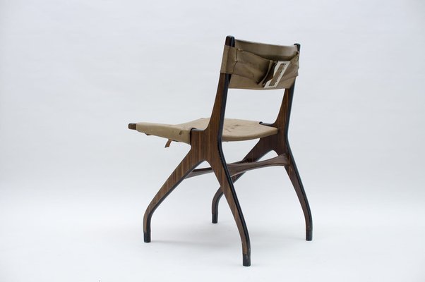 Italian Wooden Chair with Leather Cover, 1960s-KQB-986311