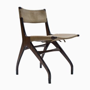 Italian Wooden Chair with Leather Cover, 1960s-KQB-986311