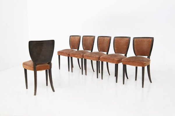 Italian Wooden Chairs with Studs by Melchiorre Bega, 1950s, Set of 6-RCE-1420623