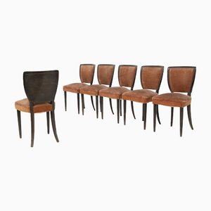 Italian Wooden Chairs with Studs by Melchiorre Bega, 1950s, Set of 6-RCE-1420623