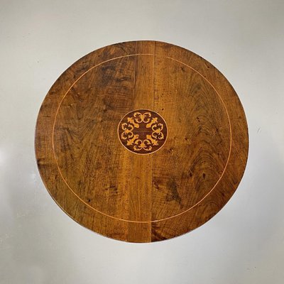 Italian Wooden Dining Table with Floral Damask Decoration, 1850s-GDD-1757582