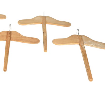 Italian Wooden Hangers, 1940s, Set of 4-RAQ-380656