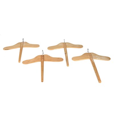 Italian Wooden Hangers, 1940s, Set of 4-RAQ-380656