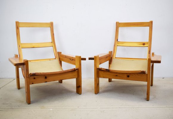 Italian Wooden Lounge Chairs, 1970s, Set of 2-AOL-767691