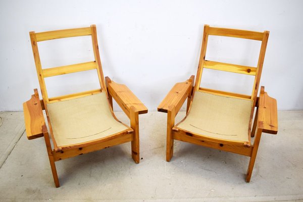 Italian Wooden Lounge Chairs, 1970s, Set of 2-AOL-767691