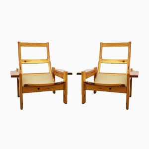 Italian Wooden Lounge Chairs, 1970s, Set of 2-AOL-767691