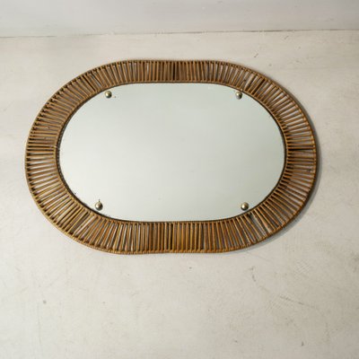 Italian Wrought Iron Bamboo Mirror Frame, 1950s-JQO-1361723