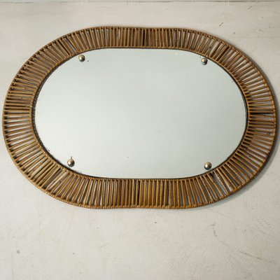 Italian Wrought Iron Bamboo Mirror Frame, 1950s-JQO-1361723