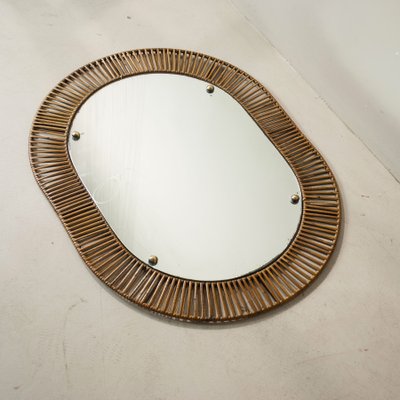 Italian Wrought Iron Bamboo Mirror Frame, 1950s-JQO-1361723