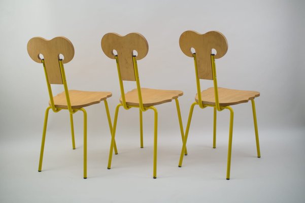 Italian Yellow Chair from Parisotto, 1960s, Set of 3-KQB-1086867