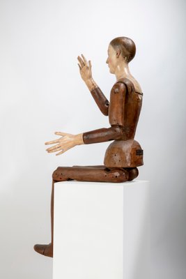 Italiano Ignoto, Jointed Painter's Mannequin, 1790, Wood with Glass Details-DZU-1991874