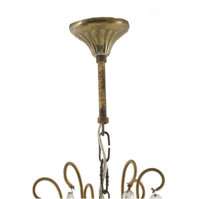 ItalianSilver and Gold Ceiling Lamp, 1920s-NJV-852991