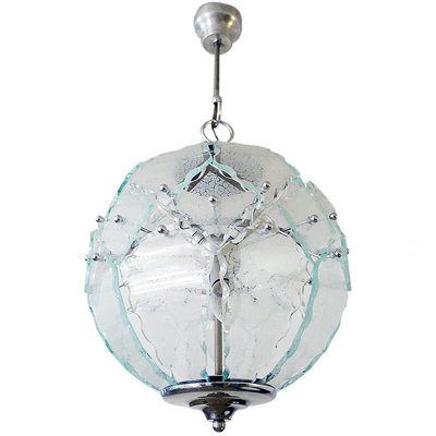 Italy O4 Zero Quattro Murano Glass & Chrome Chandelier, 1970s-DEK-932534