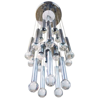 Italy Sputnik Cascade Chandelier in Crystal Balls & Chrome by Gaetano Sciolari, 1970s-DEK-932533