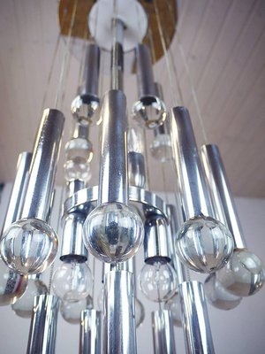 Italy Sputnik Cascade Chandelier in Crystal Balls & Chrome by Gaetano Sciolari, 1970s-DEK-932533