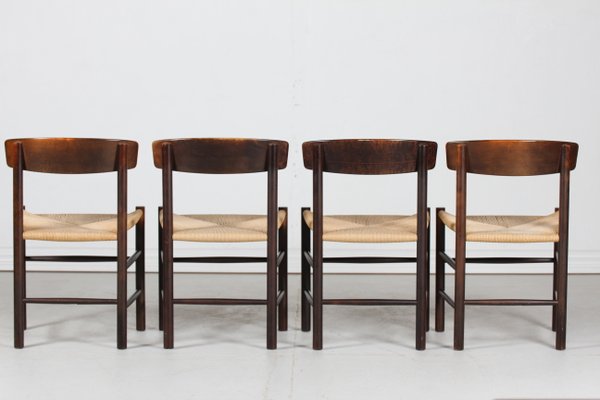 J 39 Folkstolen Chairs by Børge Mogensen for F.D.B. Møbler, Denmark, 1970s, Set of 4-QQ-1419354