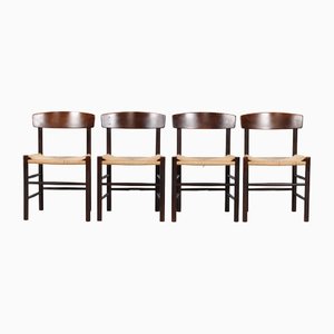 J 39 Folkstolen Chairs by Børge Mogensen for F.D.B. Møbler, Denmark, 1970s, Set of 4-QQ-1419354