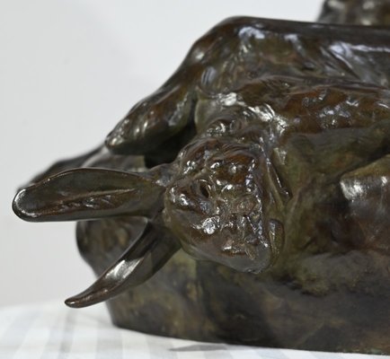 J-E. Masson, The Dog with a Hare, Early 1900s, Bronze-RVK-1724912