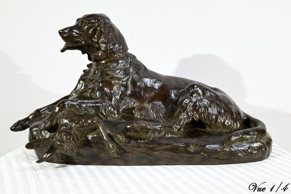 J-E. Masson, The Dog with a Hare, Early 1900s, Bronze-RVK-1724912