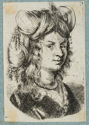 J. Meyer Area, Lady with Luxuriant Headdress, 17th-Century, Etching-OJR-1273414