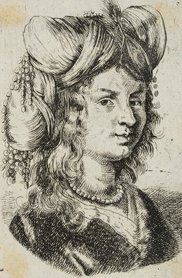 J. Meyer Area, Lady with Luxuriant Headdress, 17th-Century, Etching-OJR-1273414