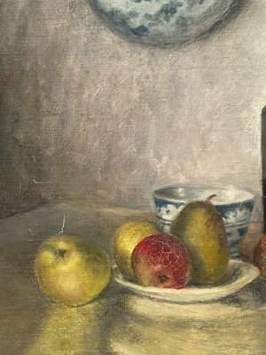 J Poisat, Still Life with Fruit, Oil on Canvas, Framed-QKG-1363700