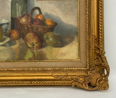 J Poisat, Still Life with Fruit, Oil on Canvas, Framed-QKG-1363700