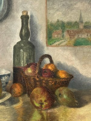 J Poisat, Still Life with Fruit, Oil on Canvas, Framed-QKG-1363700