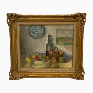 J Poisat, Still Life with Fruit, Oil on Canvas, Framed-QKG-1363700