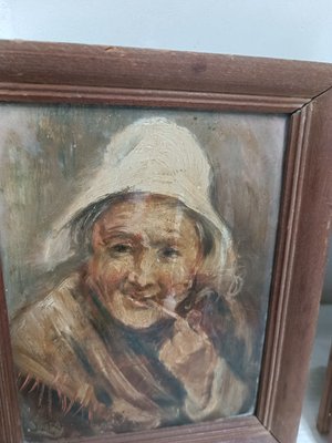 J. Ramaugé, Dutch Portraits, 1920s, Oil Paintings, Set of 2-ZVO-2032046