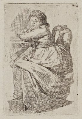 J. Schadow, Sitting Young Woman, 1784, Etching-OJR-1273257