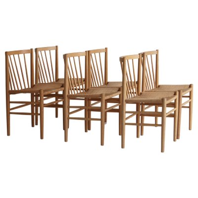 J80 Dining Chairs in Oak & Paperboard by Jørgen Bækmark, 1960s, Set of 6-WRF-1284557