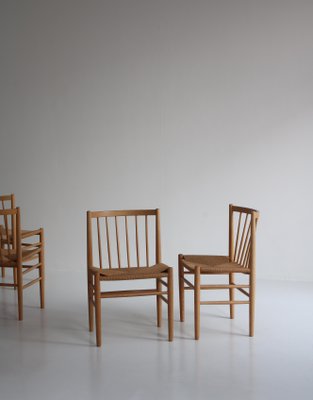 J80 Dining Chairs in Oak & Paperboard by Jørgen Bækmark, 1960s, Set of 6-WRF-1284557