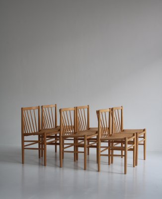 J80 Dining Chairs in Oak & Paperboard by Jørgen Bækmark, 1960s, Set of 6-WRF-1284557