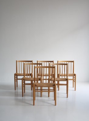 J80 Dining Chairs in Oak & Paperboard by Jørgen Bækmark, 1960s, Set of 6-WRF-1284557