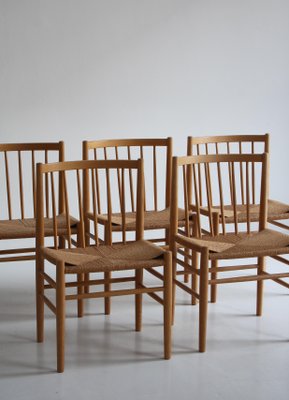 J80 Dining Chairs in Oak & Paperboard by Jørgen Bækmark, 1960s, Set of 6-WRF-1284557